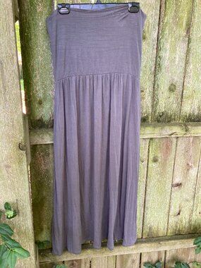 Gray Bamboo Yoga Fold Over Maxi Skirt with Pockets Large Studio Ko
